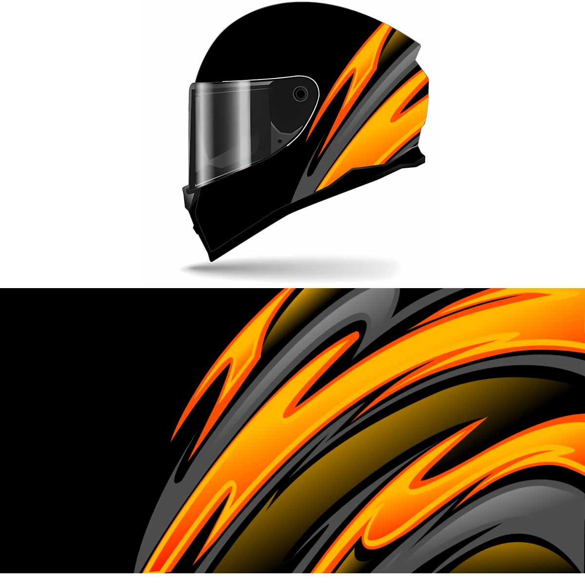 Motorcycle Gear Yellow - Abstrakcyjna żółta krzywa Pełna naklejka na