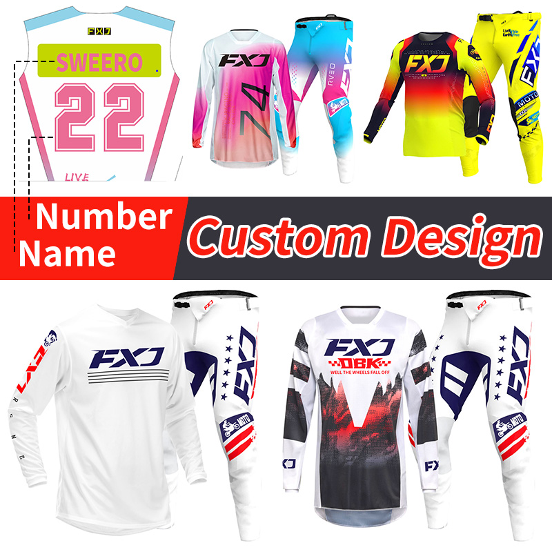 Motorcycle Gear Yellow - Koszulka i spodnie motocyklowe terenowe dla
