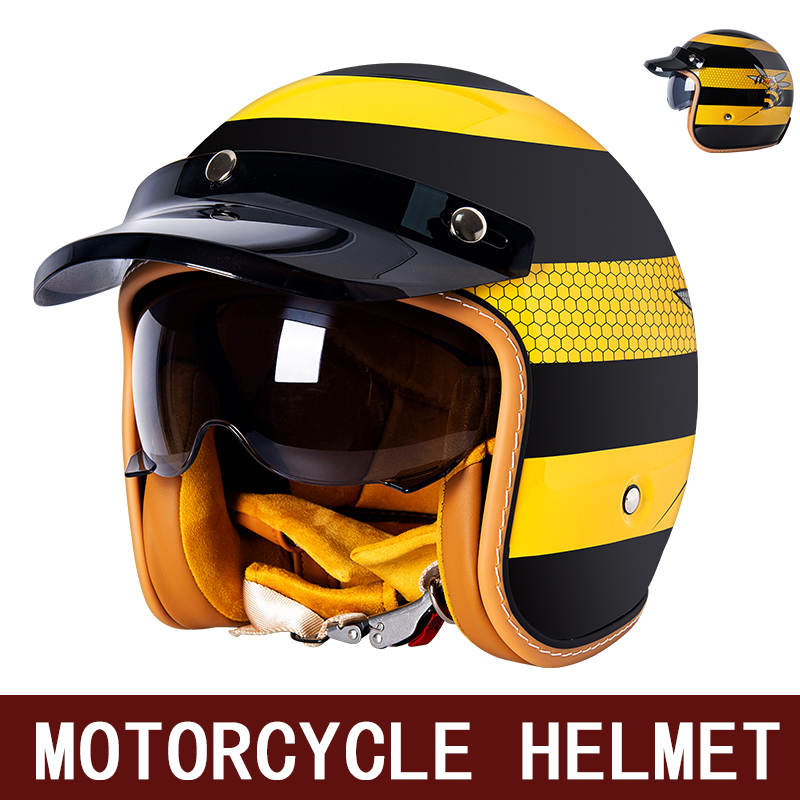 Motorcycle Gear Yellow - Nowy kask motocyklowy w stylu retro