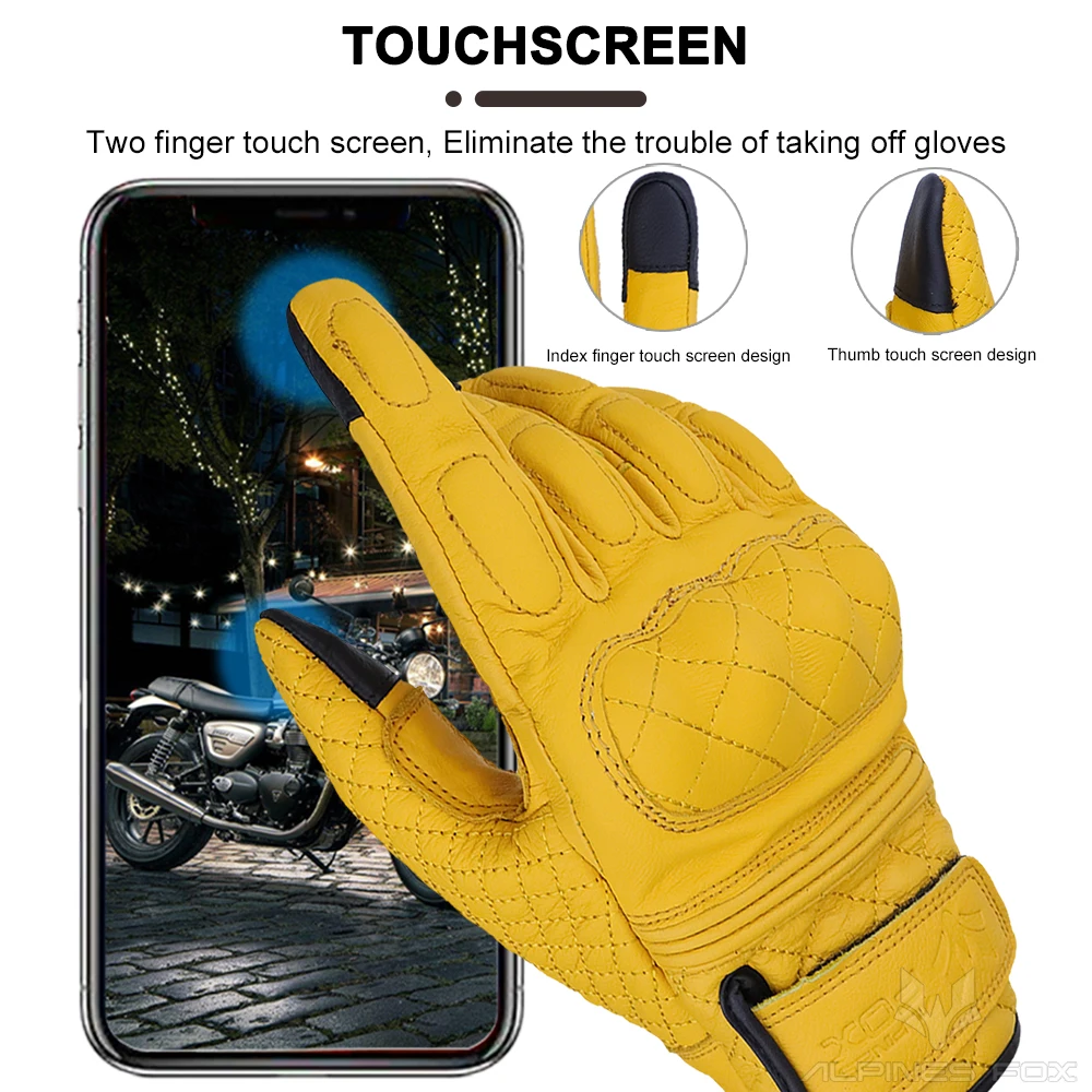 Retro rękawice motocyklowe pra – Motorcycle Gear Yellow recenzja i cena